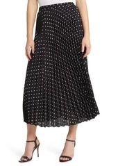 Anne Klein Polka Dot Pleat Midi Skirt