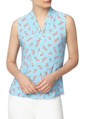 Anne Klein Print Triple Pleat Tank in Siren Blue/Red Pear Combo at Nordstrom