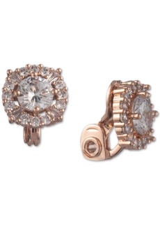 Anne Klein Rose Gold-Tone Crystal Button Clip-On Earrings