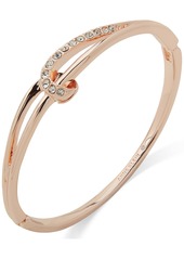 Anne Klein Rose Gold-Tone Twisted Hinge Bracelet - Crystal