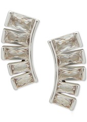 Anne Klein Silver-Tone Baguette Cubic Zirconia Drop Earrings - Crystal