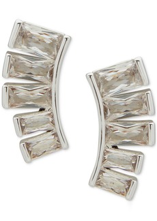 Anne Klein Silver-Tone Baguette Cubic Zirconia Drop Earrings - Crystal