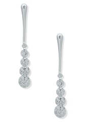 Anne Klein Silver-Tone Bar & Cubic Zirconia Linear Drop Earrings - Crystal