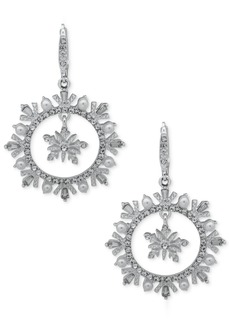 Anne Klein Silver-Tone Crystal & Imitation Pearl Snowflake Orbital Drop Earrings - Crystal