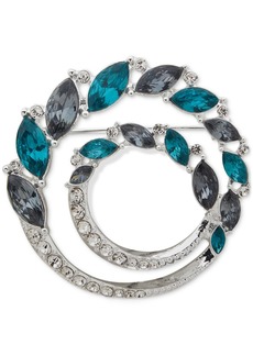 Anne Klein Silver-Tone Crystal & Stone Double Circle Pin - Multi