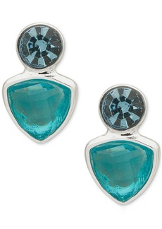 Anne Klein Silver-Tone Crystal Bezel Set Stone Stud Earrings - Multi