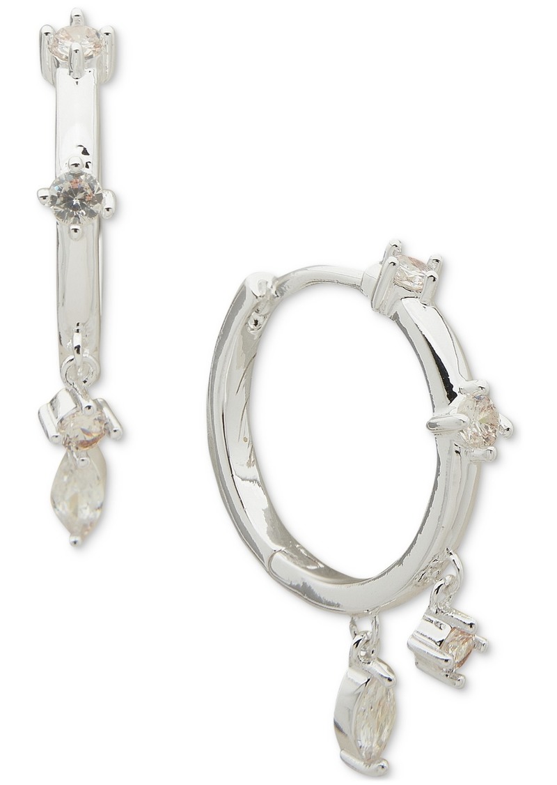 Anne Klein Silver-Tone Crystal Charm Hoop Earrings - Crystal