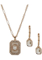 Anne Klein Silver-Tone Crystal Emerald-Cut Pendant Necklace & Earrings Set - Aqua Blue