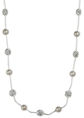Anne Klein Silver-Tone Crystal Imitation Pearl Strand Necklace