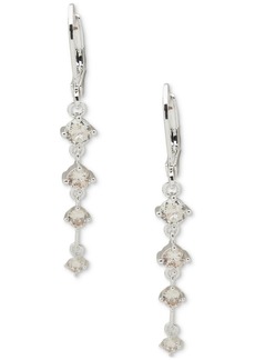 Anne Klein Silver-Tone Crystal Linear Drop Earrings - Crystal