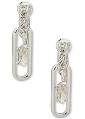 Anne Klein Silver-Tone Crystal Navette Linear Clip Earrings - Crystal