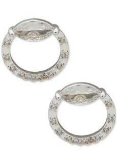 Anne Klein Silver-Tone Crystal Open Circle Stud Earrings - Crystal