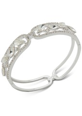 Anne Klein Silver-Tone Crystal Oval Navette Stone Hinge Boxed Bracelet - Crystal Wh