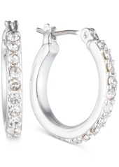 "Anne Klein Silver-Tone Crystal Small 1/2"" Hoop Earrings - Silver"