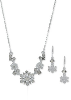 Anne Klein Silver-Tone Crystal Snowflake Statement Necklace & Drop Earrings Set - Crystal