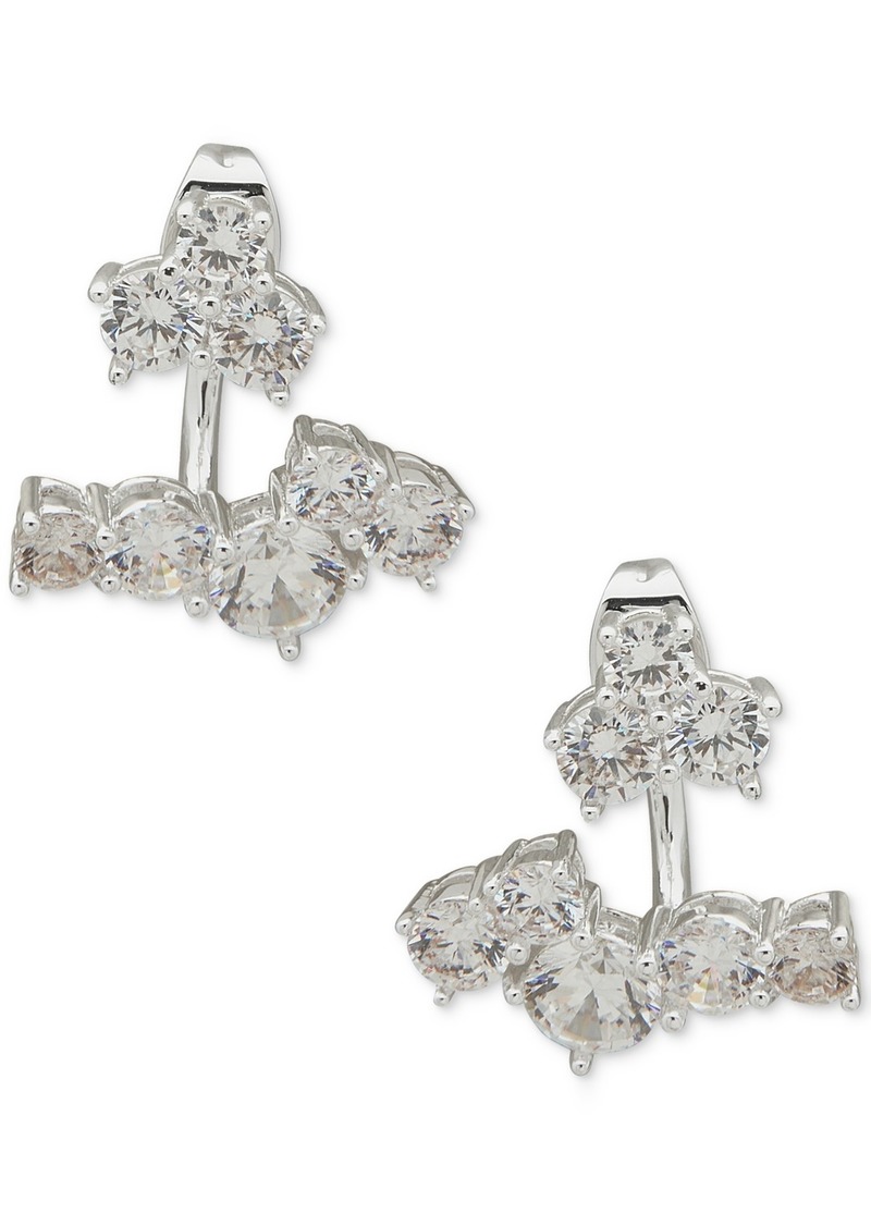 Anne Klein Silver-Tone Cubic Zirconia Jacket Earrings - Crystal