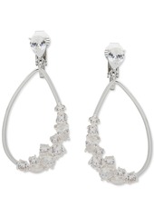 Anne Klein Silver-Tone Cubic Zirconia Open Tear-Shape Clip-On Drop Earrings - Crystal