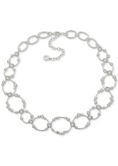 "Anne Klein Silver-Tone Cubic Zirconia Ring Collar Necklace, 16"" + 3"" extender - Crystal"