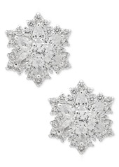 Anne Klein Silver-Tone Cubic Zirconia Snowflake Stud Earrings - Crystal Wh