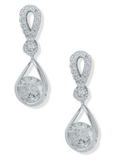 Anne Klein Silver-Tone Cubic Zirconia Tear-Shape Drop Earrings - Crystal