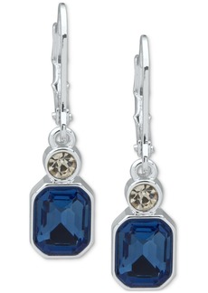 Anne Klein Silver-Tone Double Crystal Drop Earrings - Blue