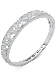 Anne Klein Silver-Tone Imitation Pearl Crystal Navette Hinge Bracelet - Crystal