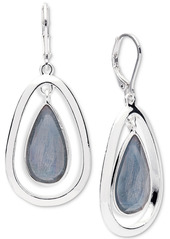 Anne Klein Silver-Tone Medium Blue Colored Stone Drop Earrings