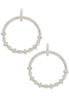 Anne Klein Silver-Tone Mixed Crystal Drop Hoop Earrings - Crystal Wh