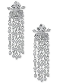 Anne Klein Silver-Tone Mixed Crystal Snowflake & Imitation Pearl Fringe Clip-On Statement Earrings - Crystal