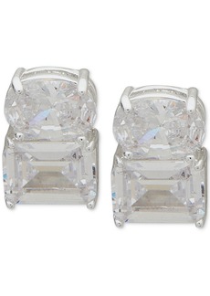 Anne Klein Silver-Tone Oval & Emerald-Cut Crystal Button Earrings - Crystal