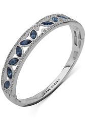 Anne Klein Silver-Tone Pave & Navette Color Crystal Open Bangle Bracelet - Blue