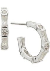 "Anne Klein Silver-Tone Small Cubic Zirconia C-Hoop Earrings, 0.67"" - Crystal"