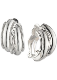"Anne Klein Silver-Tone Small Hoop Button E-z Comfort Clip-On Earrings, 1"" - Silver"