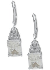 Anne Klein Silver-Tone Stone Leverback Drop Earrings - Crystal