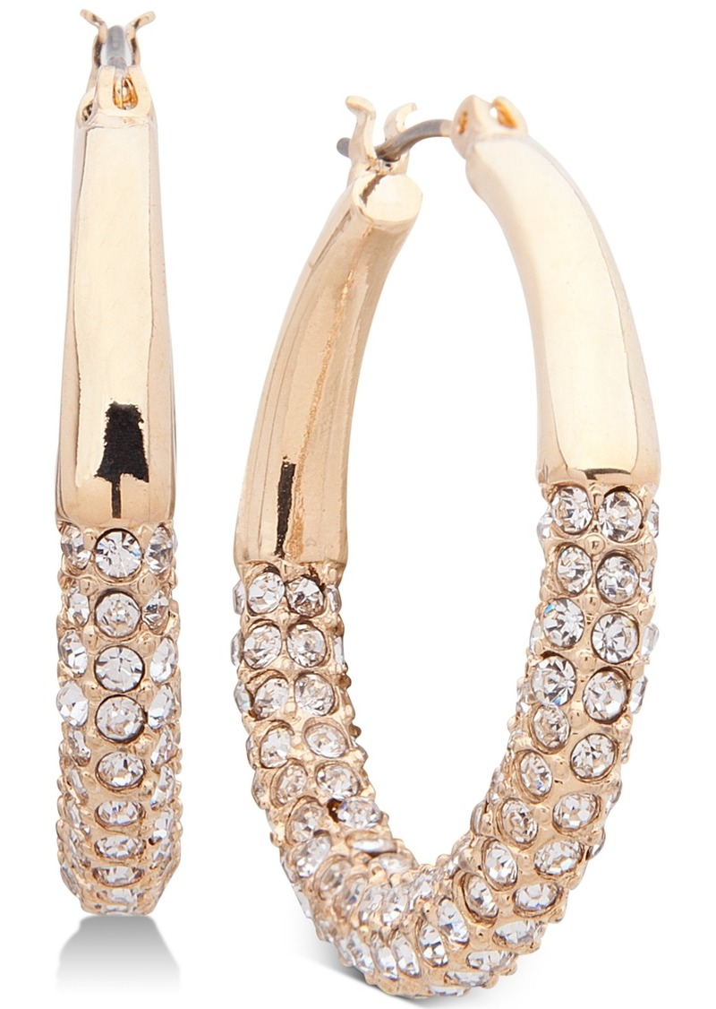 Anne Klein Pave Crystal Tubular Hoop Earrings - Crystal