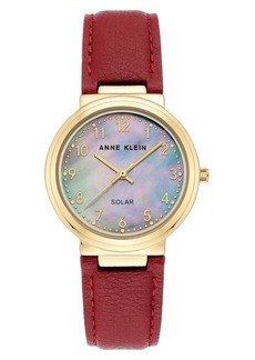 Anne Klein Solar Powered Leather Strap Watch