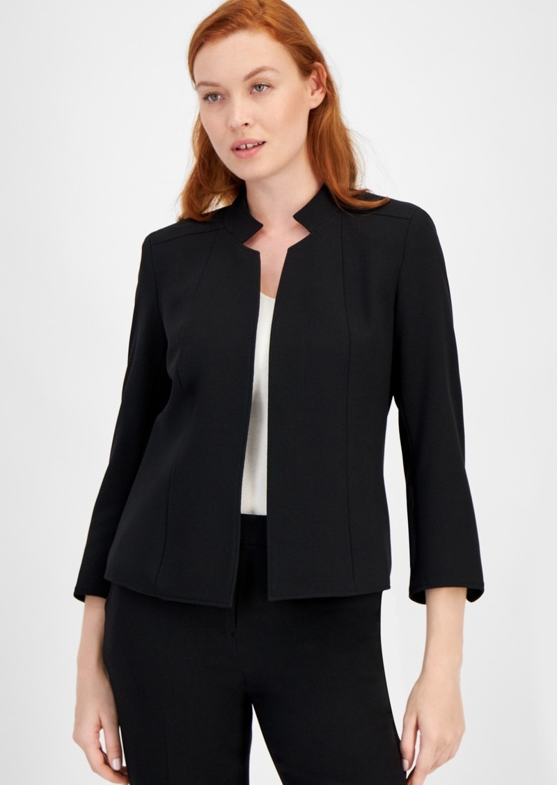 Anne Klein Star-Collar Open-Front Blazer - Black