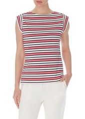 Anne Klein Stripe Cap Sleeve Top in Camellia/Aster Combo at Nordstrom