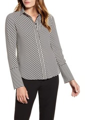 Anne Klein Stripe Extended Cuff Blouse in Anne Blk/Anne White Combo at Nordstrom