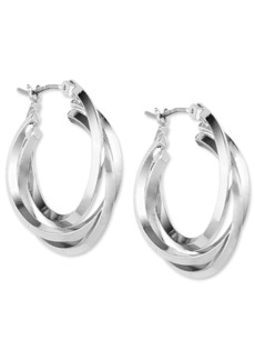 "Anne Klein Metal 3 Ring Hoop Earrings, .9"" - Silver"