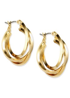 "Anne Klein Metal 3 Ring Hoop Earrings, .9"" - Gold"