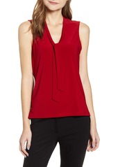 Anne Klein Tie Neck Sleeveless Blouse in Titian Red at Nordstrom