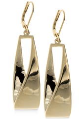 Anne Klein Twisted Metallic Drop Hoop Earrings - Silver
