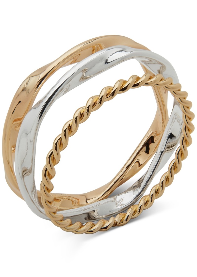 Anne Klein Two-Tone 3-Pc. Set Twisted Bangle Bracelets - Gold/silve