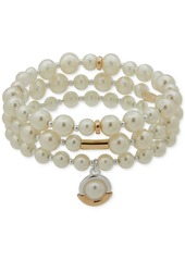 Anne Klein Two-Tone 3-Pc. Set White Imitation Pearl Stretch Bracelet - Pearl