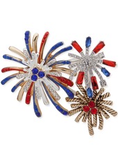 Anne Klein Two-Tone Crystal & Stone Red, White & Blue Fireworks Pin