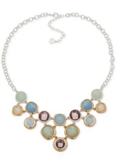 "Anne Klein Two-Tone Crystal Frontal Statement Necklace, 16"" + 3"" extender - Multi"