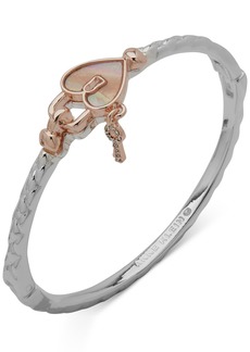 Anne Klein Two-Tone Pave Key & Mother-of-Pearl Heart Lock Bangle Bracelet