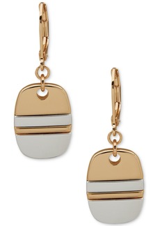 Anne Klein Two-Tone Square Dangle Dog Tag Drop Earrings - Gold/silve