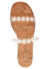 Anne Klein Women's Bee Embellished Wedge Sandals - Nude Smooth, Crystal